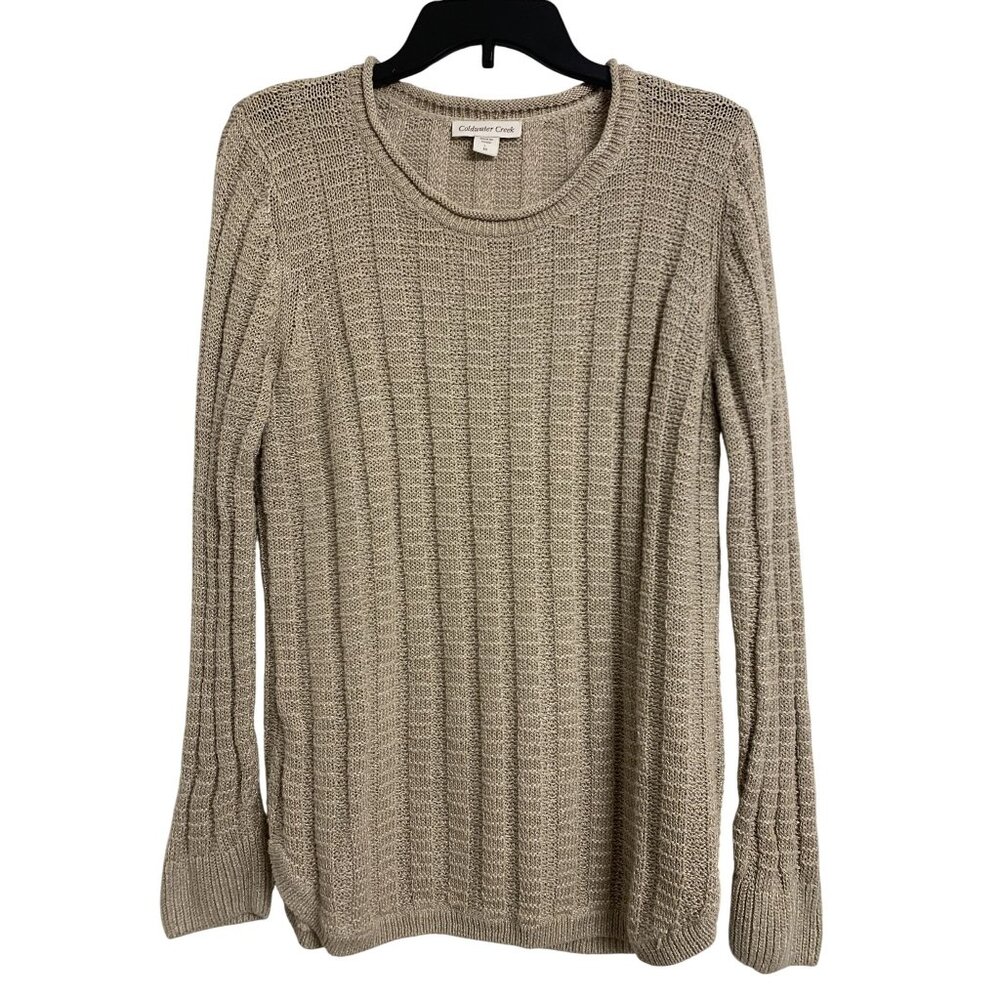 Coldwater Creek Linen Cotton Scoop Neck‎ Knit Sweater Size L 14